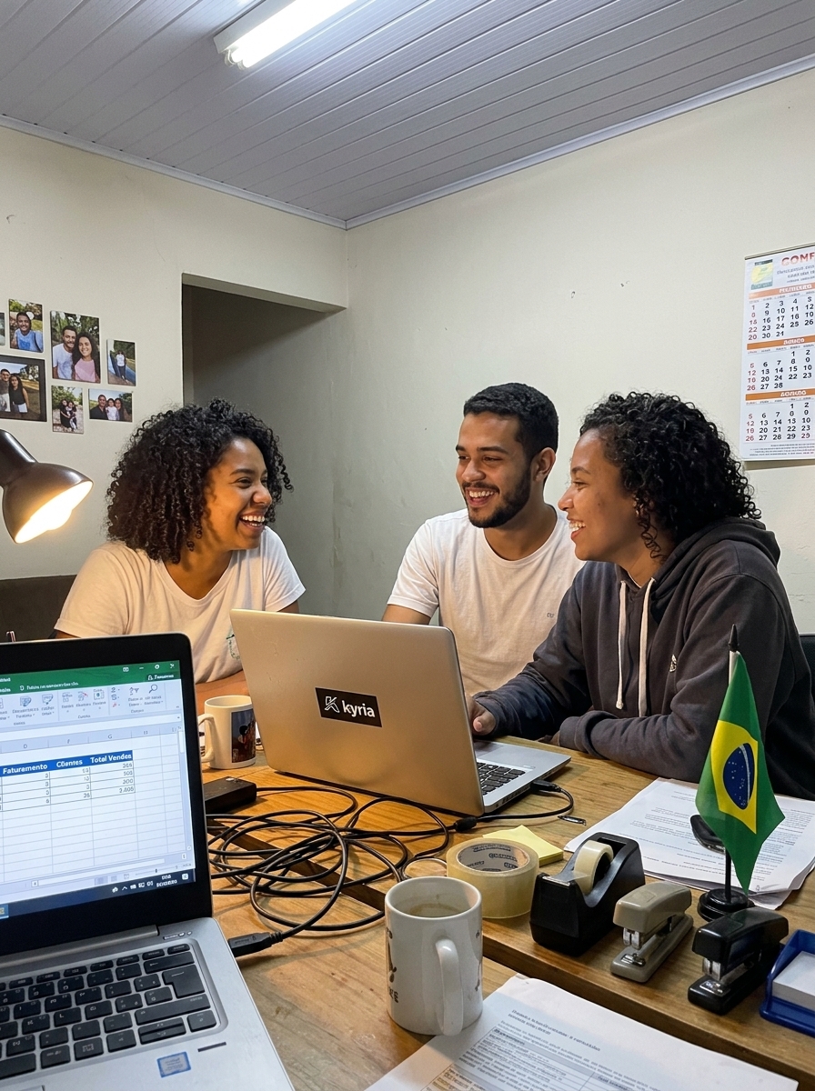 Time da Kyria montando a estratégia de conteúdo e vendas junto com a creator